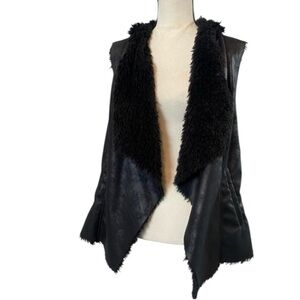 🆕 MO-KA by Santa Fe apperal LINZ BLACK Faux Shearling Vest SIZE MEDIUM